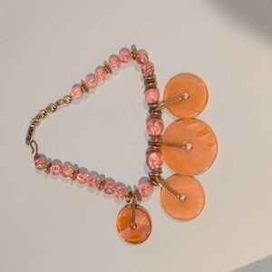 Vintage Estate Signed YSL Yves Saint Laurent Salmon Lucite Disc Necklace RARE